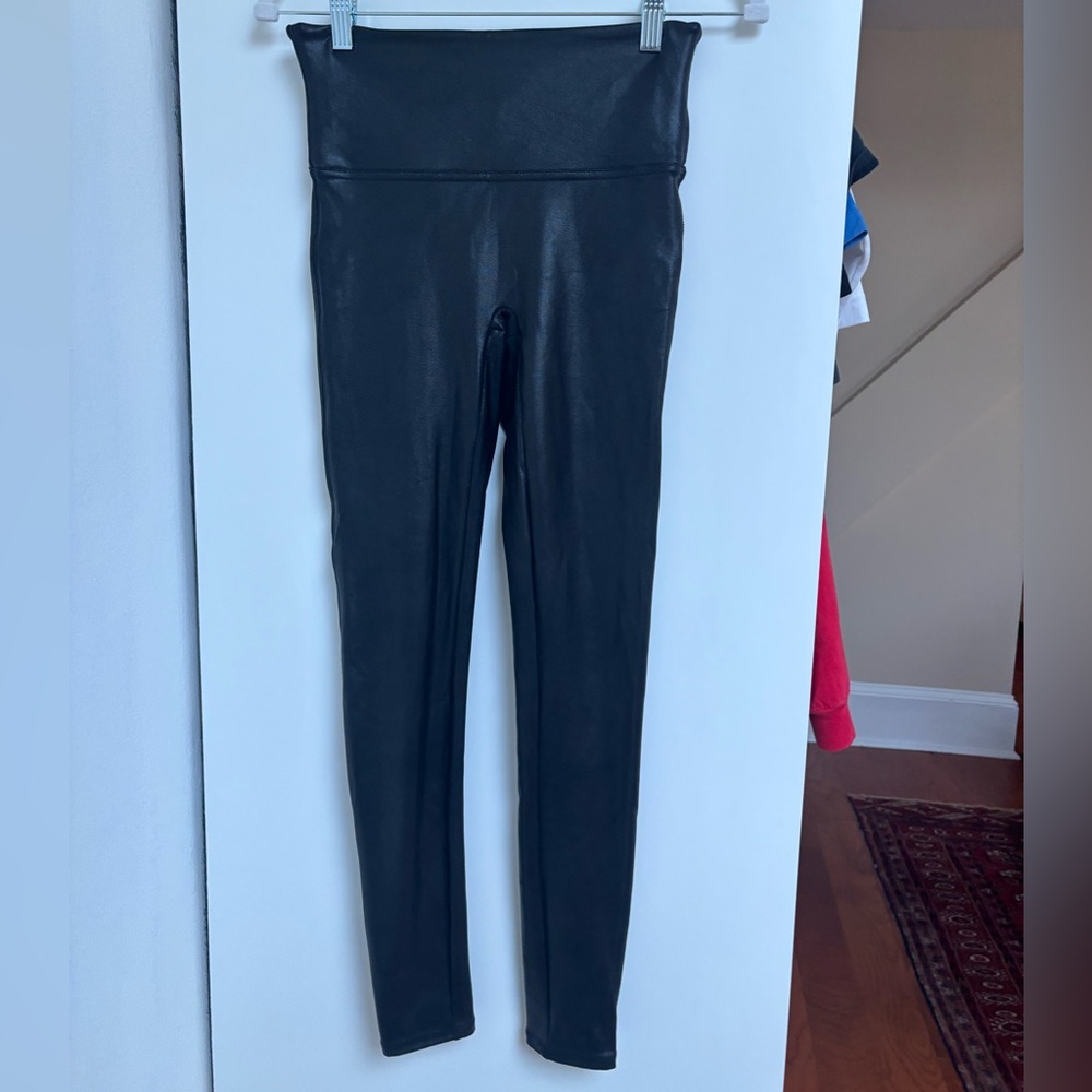 SPANX Black faux leather Shaping Leggings